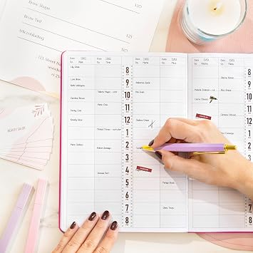 GoGirl Salon Appointment Book Reservation Book for Beauty Salons, Spas, Hair Stylists, Estheticians Appt Booking Planner, 7x10 (Hot Pink)