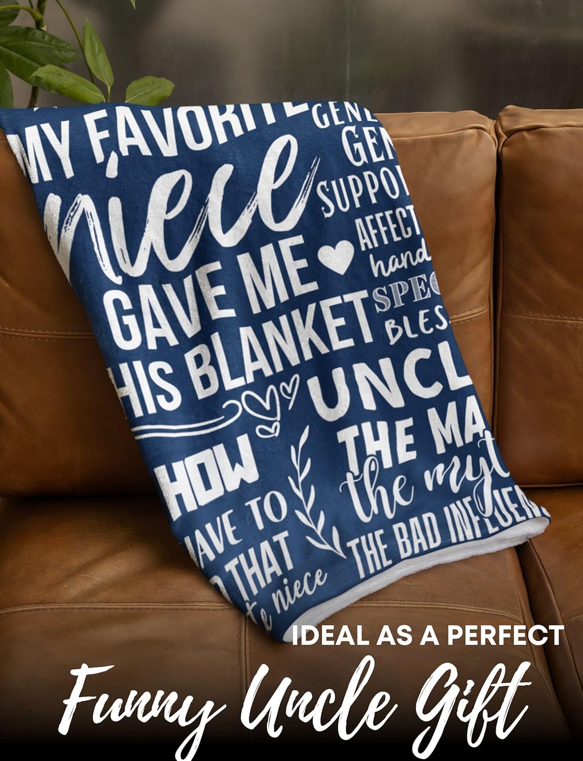 Uncle Gifts from Niece, Funny Uncle Gift Throws, Flannel Blanket for Birthday, Christmas, Blue, 50 x 65 inches - Image 5