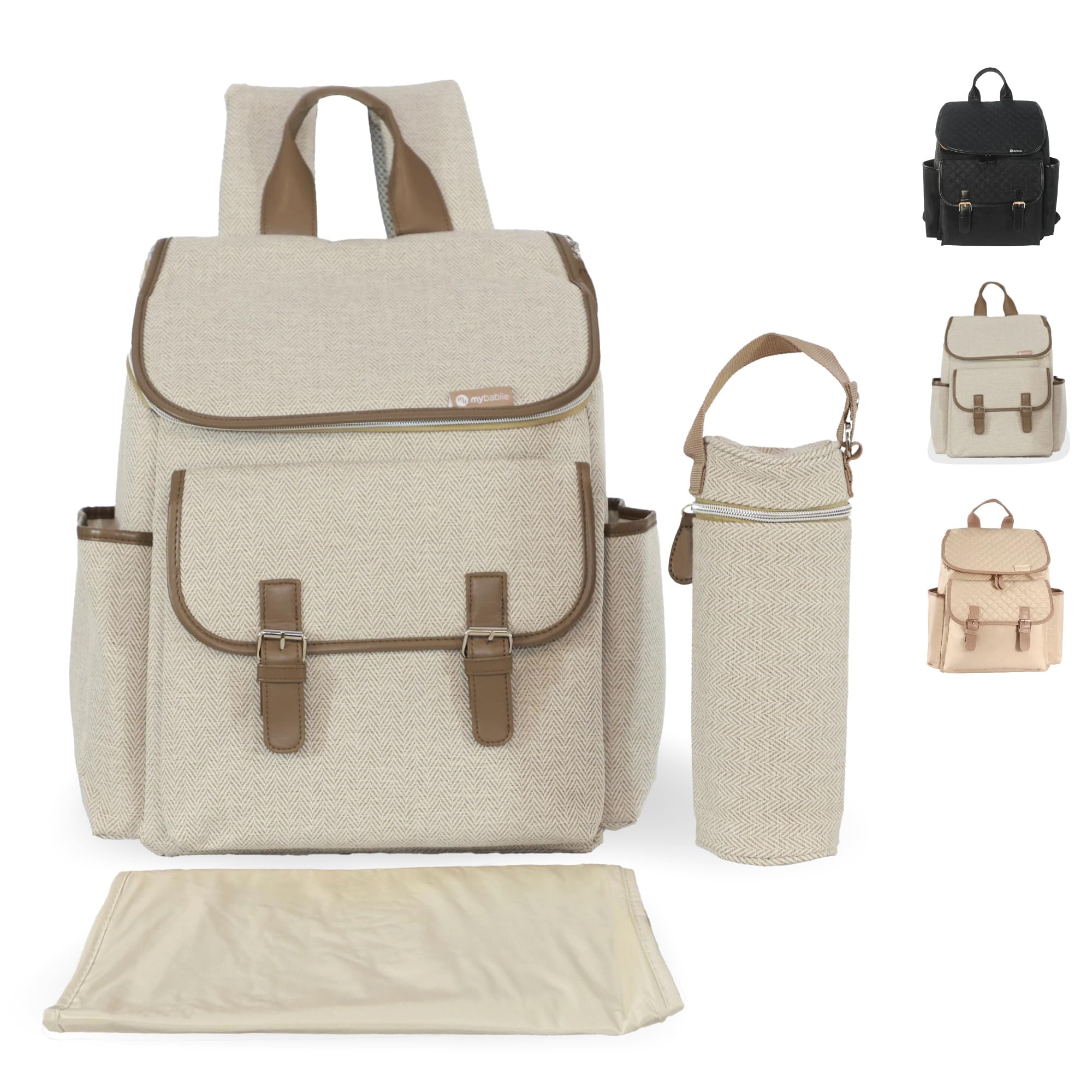 Changing Bag Backpack - With Insulated Bottle Holder, Portable Changing Mat, Baby Travel Bag, Nappy Back Pack, 9 Pockets