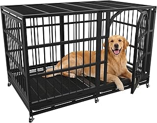 Asee'm 48 inch Heavy Duty Dog Crate for Large Dogs with Wheels, Indestructible Escape-Proof