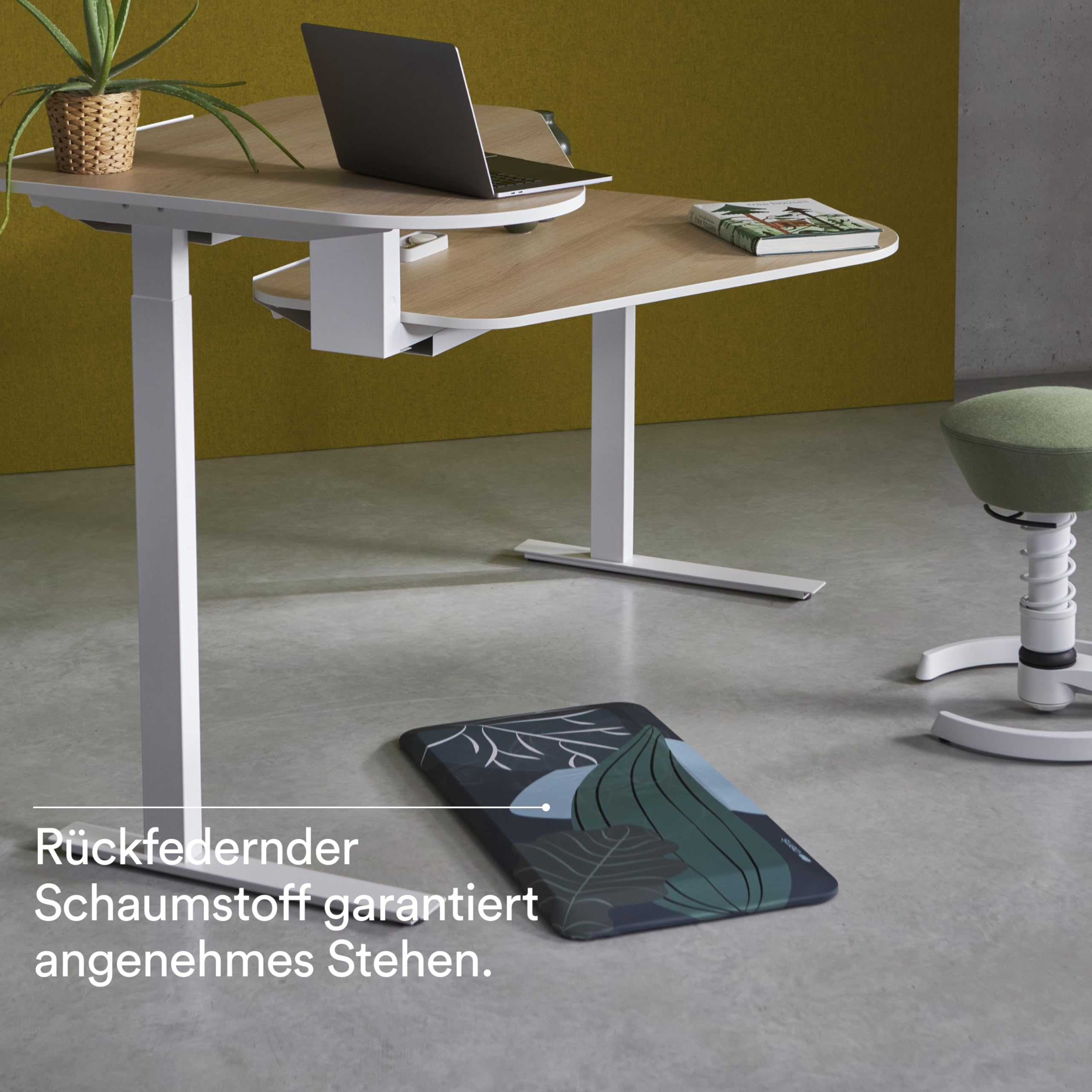 aeris Muvmat Anti Ermüdungsmatte für Stehtische – Ergonomische 2-Zonen Schreibtisch Stehmatte für gesundes Stehen – strapazierfähige Arbeitsplatzmatte Bezug Jungle