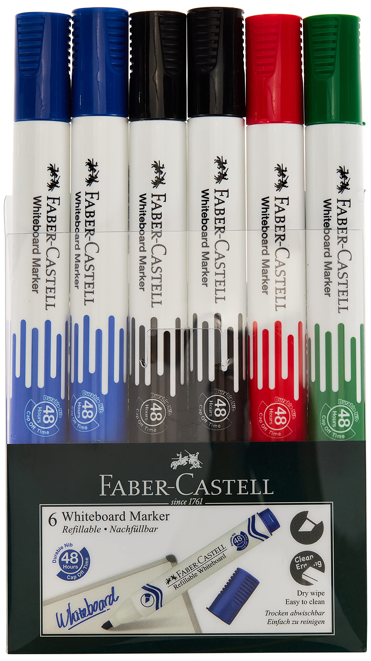 Faber-Castellwhiteboard Marker Chisel Wallet Of 6Pc, Assorted, 253950