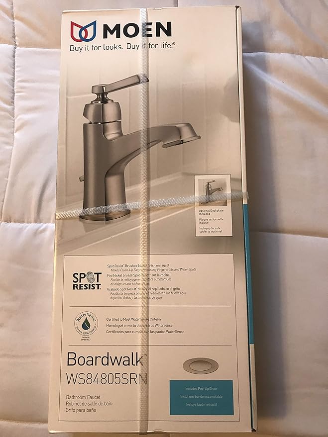 Moen WS84805SRN Boardwalk OneHandle High Arc Bathroom Faucet, Pack of