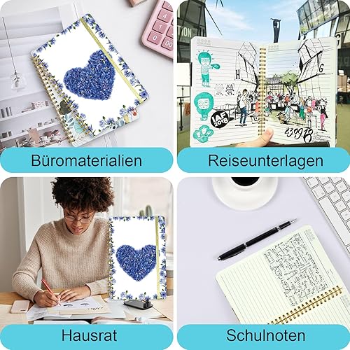 Miniatura 31 de Mlife Cuaderno encuadernado en espiral A5, 160 páginas, diario de 3.53 oz/yd², cuaderno de notas de 8.5 x 6 pulgadas, cuadernos con bolsillos