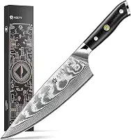 Faca de chef damasco: faca de chef japonesa afiada de 20 cm com núcleo de aço VG10, alça completa Tang G10, faca de cozinha profissional NSF segura para alimentos com bainha, caixa elegante de Natal