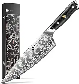 Faca de chef damasco: faca de chef japonesa afiada de 20 cm com núcleo de aço VG10, alça completa Tang G10, faca de cozinha profissional NSF segura para alimentos com bainha, caixa elegante de Natal