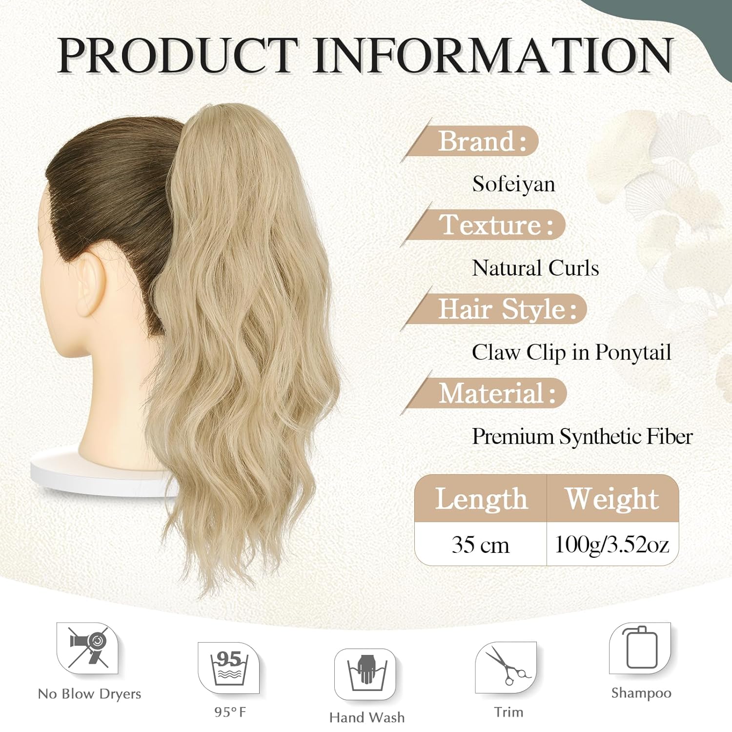 SOFEIYAN 14" Ponytail Extension, Short Wavy Claw Clip in Ponytail Hair Extension Synthetic Hairpieces Black Layered Natural Fluffy Curly Drawstring Ponytail Hair Piece for Women - Image 2