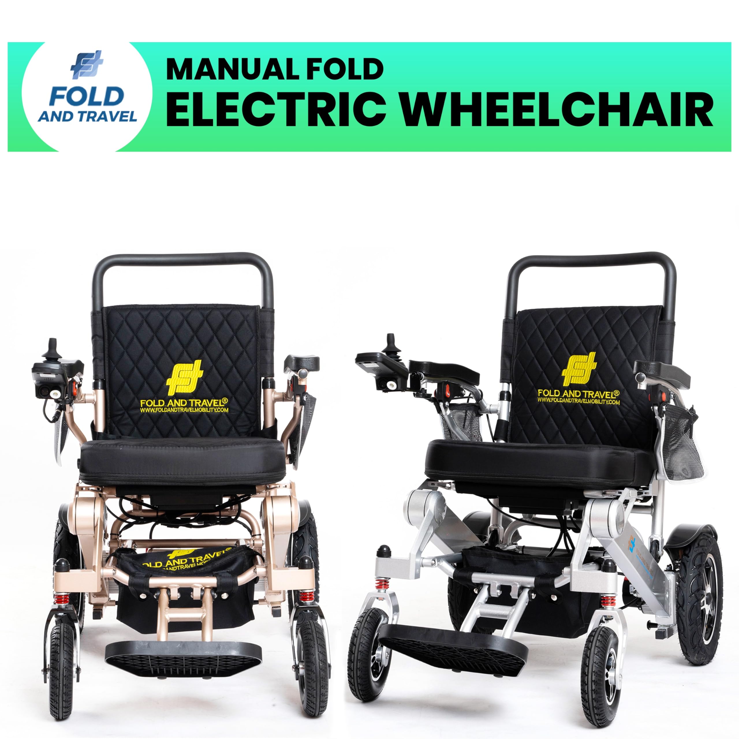 Fold And Travel Premium Lightweight Folding Electric Wheelchair Manual Fold Portable Power Wheel Chair for Adults and Seniors (2 Batteries 30+ Miles Range, Black)