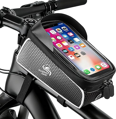 Bolsa impermeable para marco delantero de bicicleta, bolsa de ciclismo, soporte de teléfono para bicicleta, bolsa de ciclismo con cubierta para