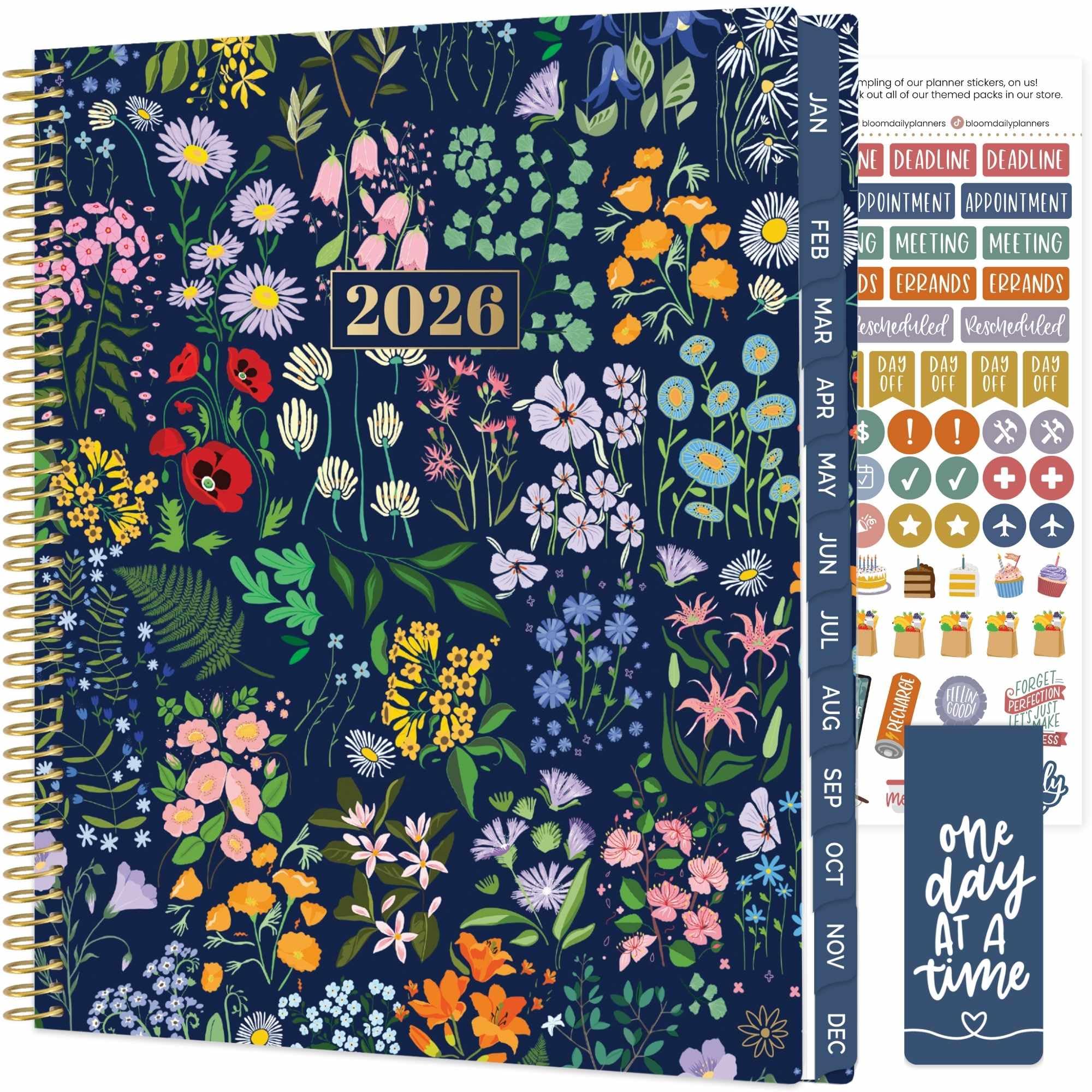 bloom daily planners 2026 Planner (January to December) - 8.5” x 11” Weekly & Monthly Dated Agenda Organizer Book with Stickers & Tabs - Flexible Soft