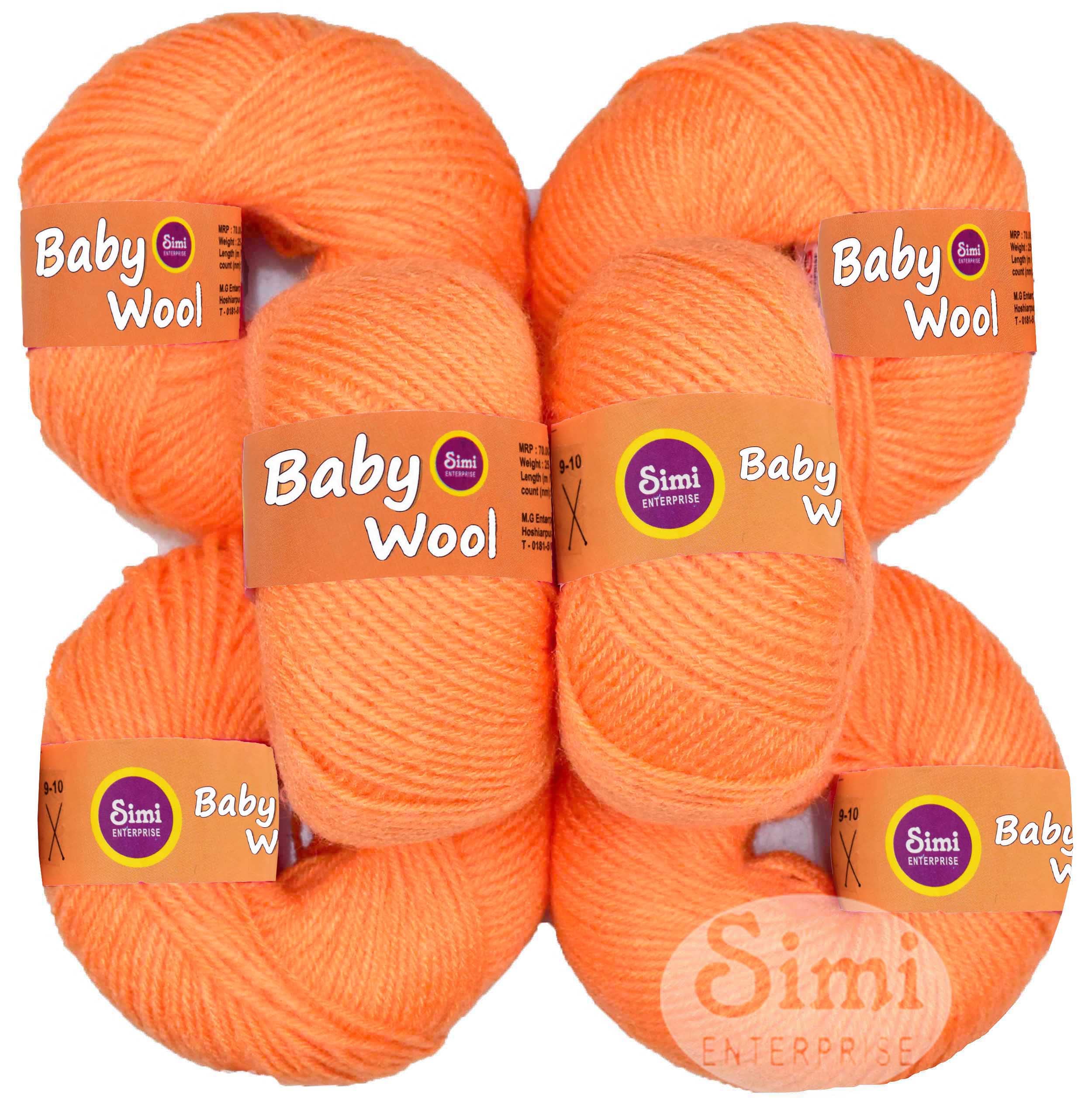 SIMI ENTERPRISE 100% Acrylic Wool Orange 10 Pc Baby Wool 4 ply Wool Ball Hand Knitting Wool/Art Craft Soft Fingering Crochet Hook Yarn-QArt-HE