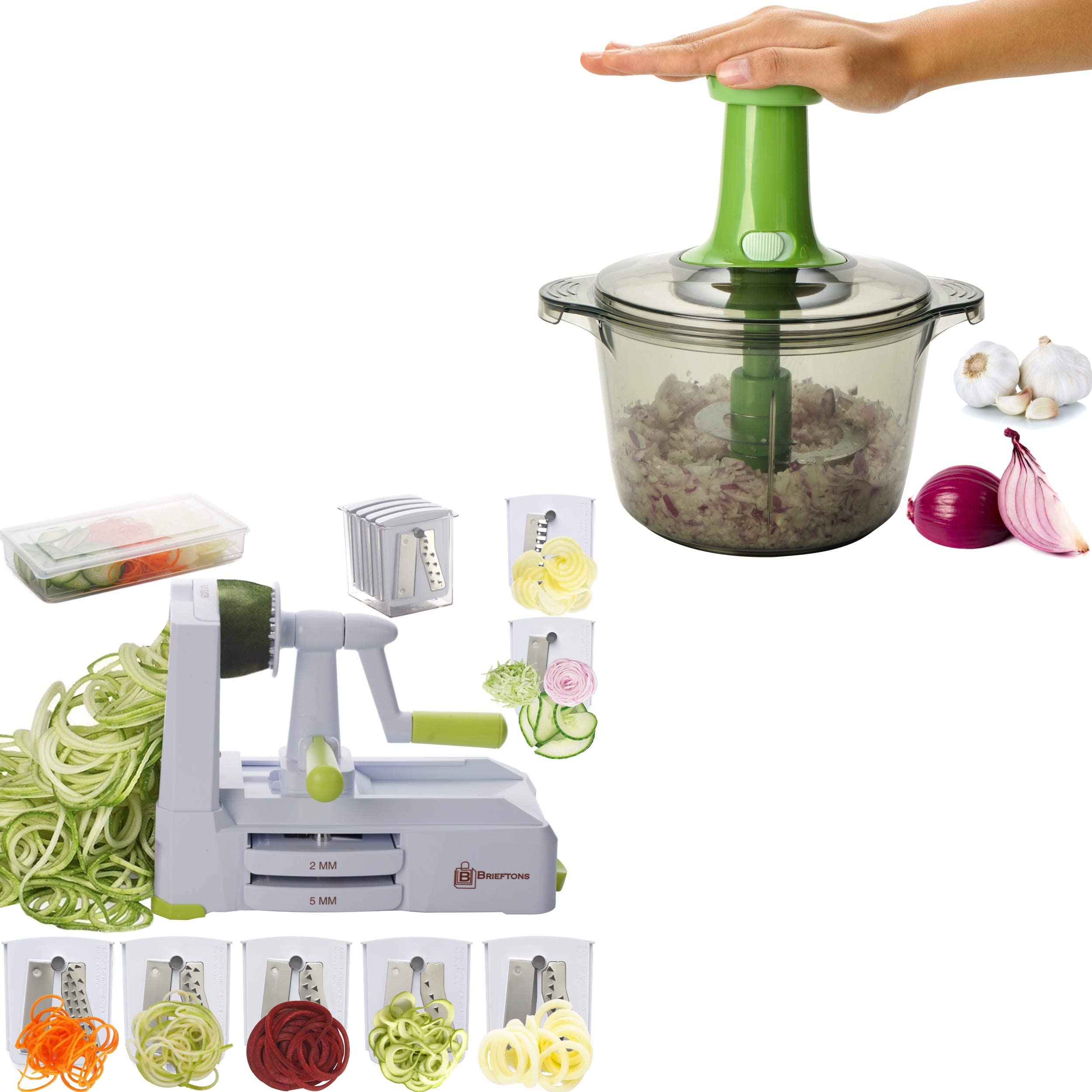 Brieftons7-Blade Spiralizer & Brieftons Express Food Chopper (8.5-Cup)