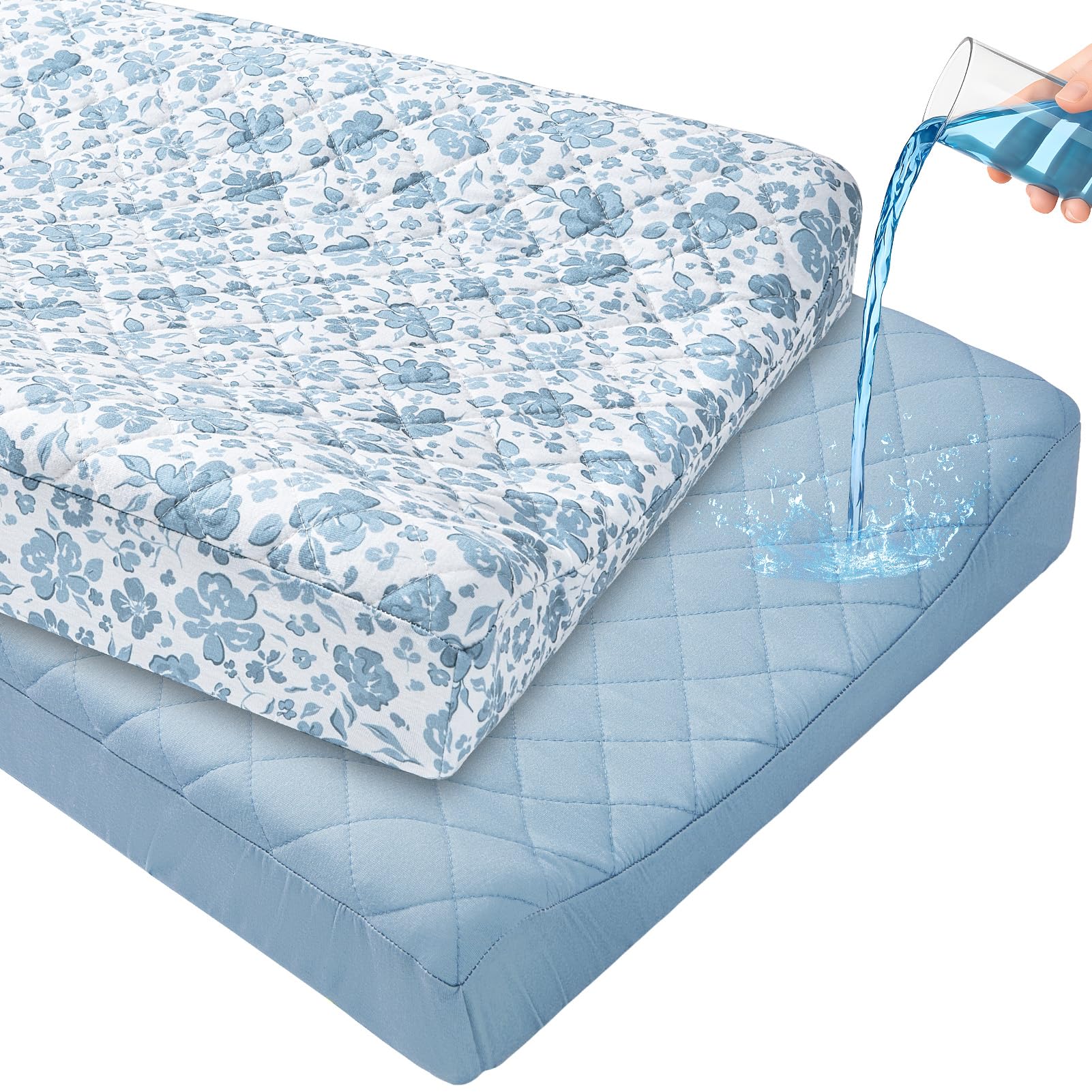 FIOBEE Changing Pad Cover Waterproof 2 Pack Quilted Diaper - changing table pads and covers | Mubboo