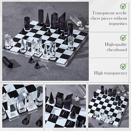 Miniatura 4 de Juego de ajedrez acrílico, mesa moderna grande de 11.8 x 11.8 pulgadas para adultos