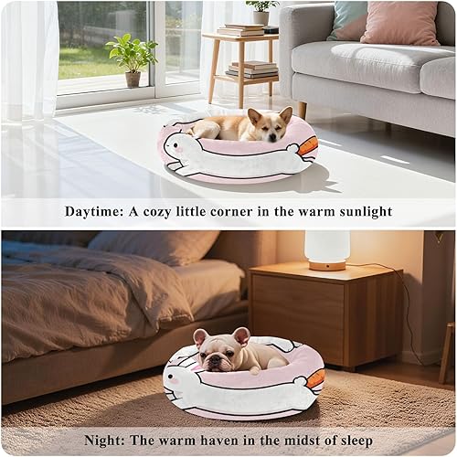 Miniatura 4 de KLL Cartoon Cute Bunny White Warm & Cozy Pet Cat Beds fluffier Puppy Beds for Medium Size Pets Sleeping cama elevada para Perros Grandes