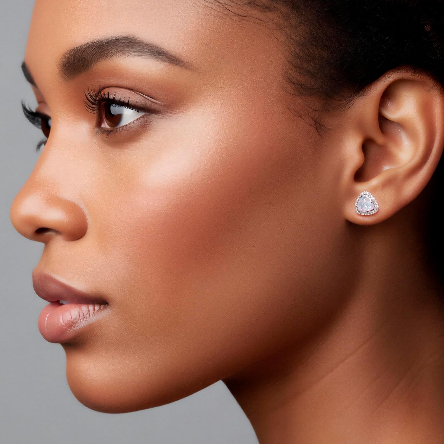 925 Sterling Silver Triangle White Opal Stud Earrings for Women, Dainty Geometric Opal Earrings, Silver Studs, Elegant Minimalist Jewelry Gift - Image 4