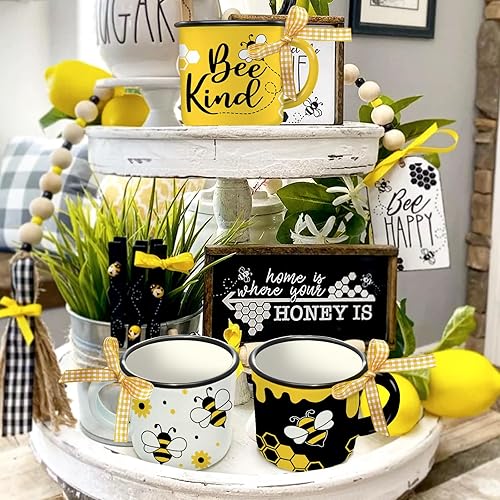 Miniatura 5 de Bumble Bee - Juego de 3 mini tazas de café con temática de primavera y verano, mini tazas de café de colmena de abeja para decoración de bandejas