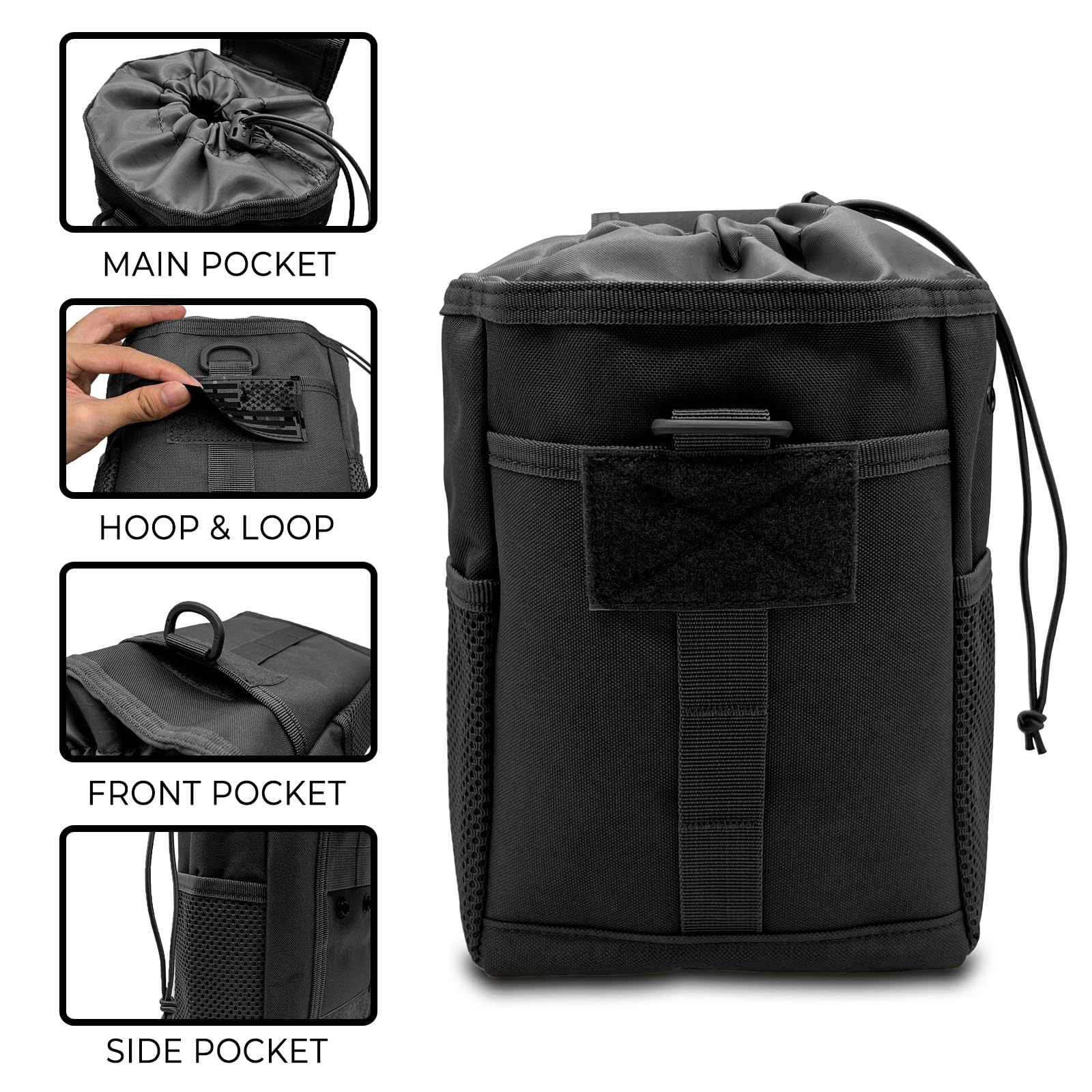 Tanzueji Molle Dump Pouch | Roll-Up Drawstring Magazine Utility Pouch | Folding Dump Bag | Military Utility Belt Ammo Pouch