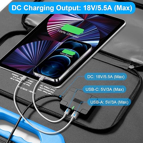 Miniatura 4 de Panel solar portátil de 100 vatios para central eléctrica, panel solar plegable de 100 W para acampar, senderismo, vida fuera de la red, panel