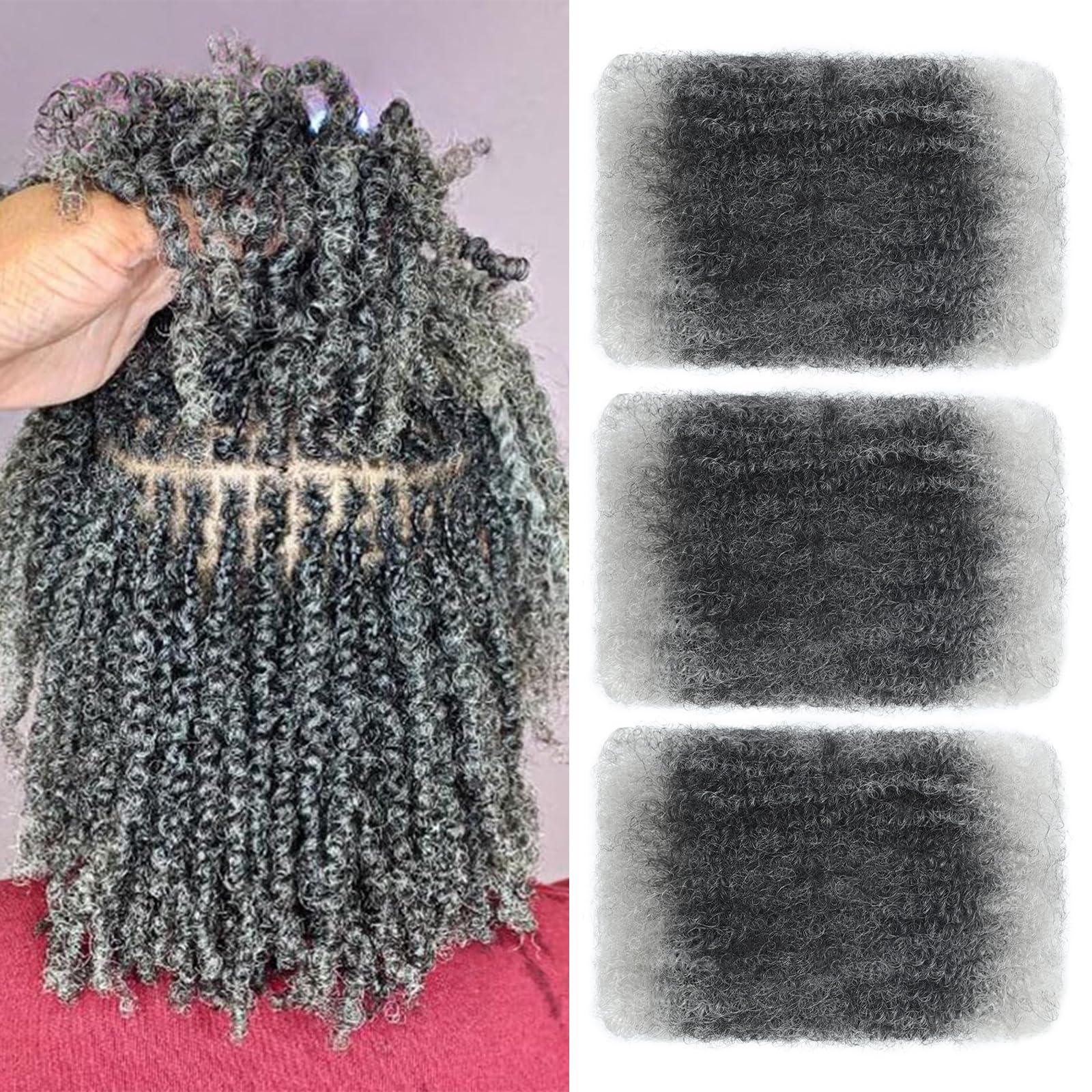 XIIMENALU Afro Kinky Curly Braiding Bulk Hair For Mini Twists Afro Kinkys Bulk Synthetic Cuban Twist Hair Soft Locs Micro Spring Twist For Dreadlocks Loc Repair (Tgery
