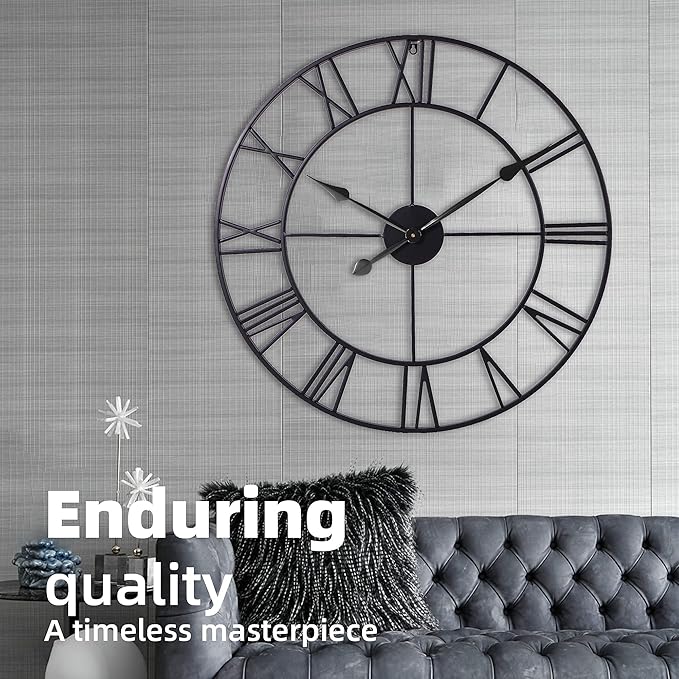 Reloj de Pared Analógico Metal 30" Negro Moderno miniatura 6