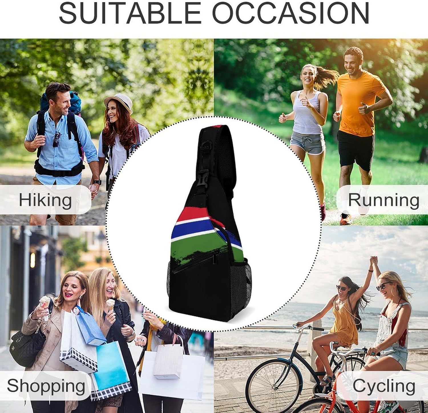 Guatemala Flag Brush Stroke Sling Bag Crossbody Chest Bag Shoulder Bag For Travel Hiking Cycling Camping