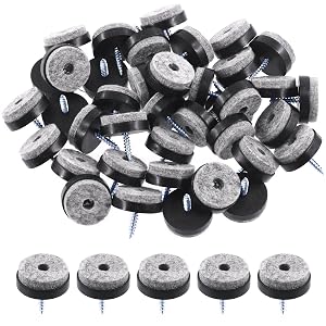 Swpeet 40Pcs 24mm Black Furniture Felt Pads Furniture Glide Assortment Kit Non Slip Furniture Pads with Screw-on Felt