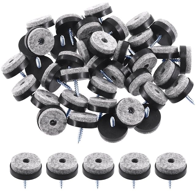 Swpeet 40Pcs 24mm Black Furniture Felt Pads Furniture Glide Assortment Kit Non Slip Furniture Pads with Screw-on Felt