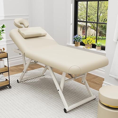 Miniatura 6 de pouseayar Mesa de masaje ajustable con almohada facial y reposacabezas, resistente y sólida, silenciosa y fácil de ajustar para mesa de tratamiento,