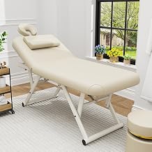 Heavy Duty Stationary Massage Table - Adjustable Massage Table With Adjustable Height & Fixed Backrest, Treatment Tables With PU Leather, C-Shaped Pillow and Sturdy Metal Frame Support Up to 1000LBS