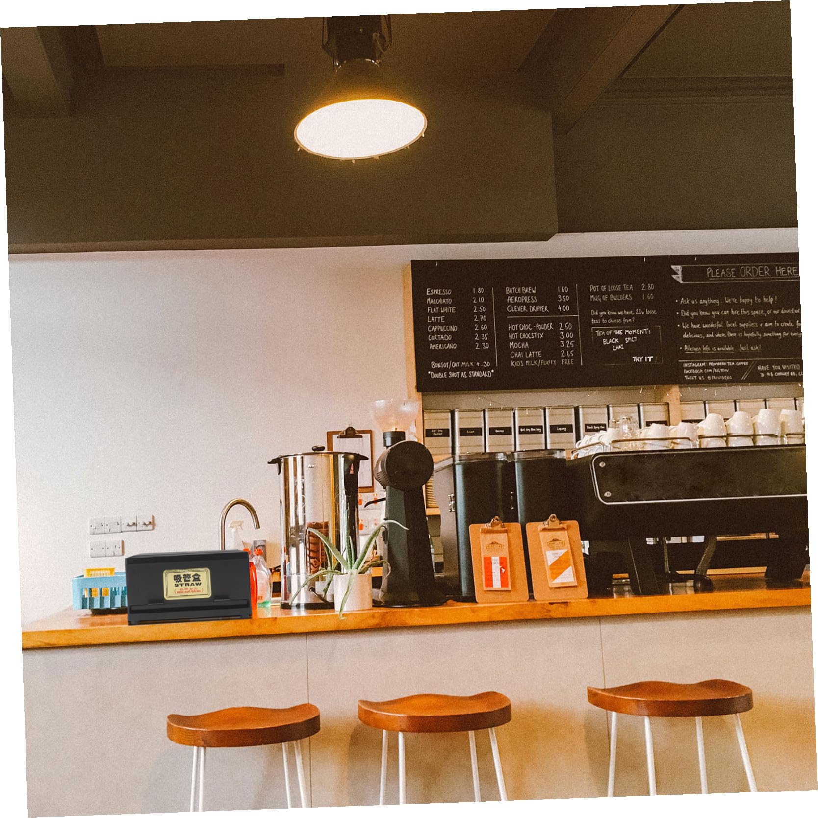 Strohhalmspenderbox mit Verstellbarem Auslass und Drucktyp Design für Snackbars und Coffeeshops Praktische Aufbewahrungsbox