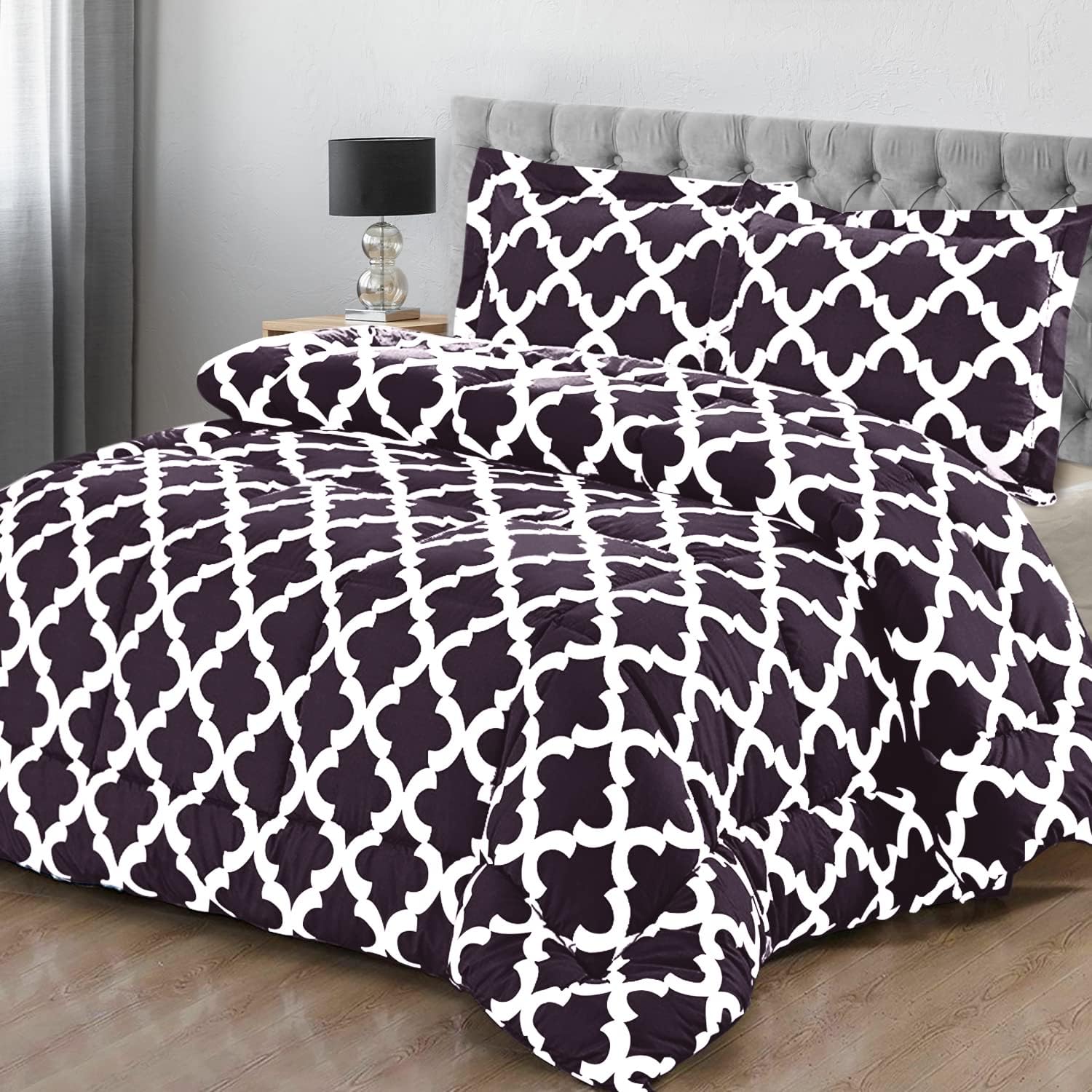 Utopia Bedding - Comforter Set with 2 Pillow Shams - 3 Pieces Bedding Comforter Sets - Down Alternative Comforter - Soft and Comfortable - Machine Washable, Plum, King