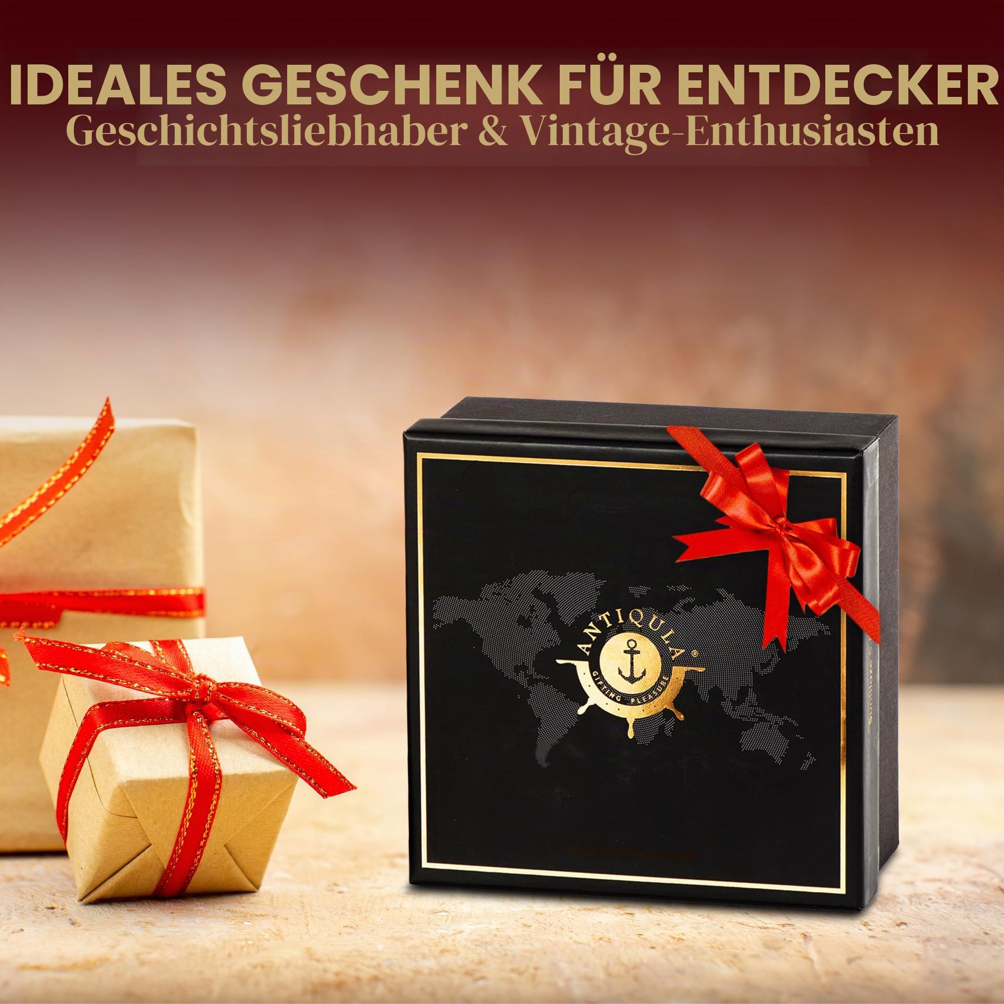 Steampunk-Sonnenuhr-Kompass mit Holzbox und Diagramm, Antik-Look, 12,7 cm