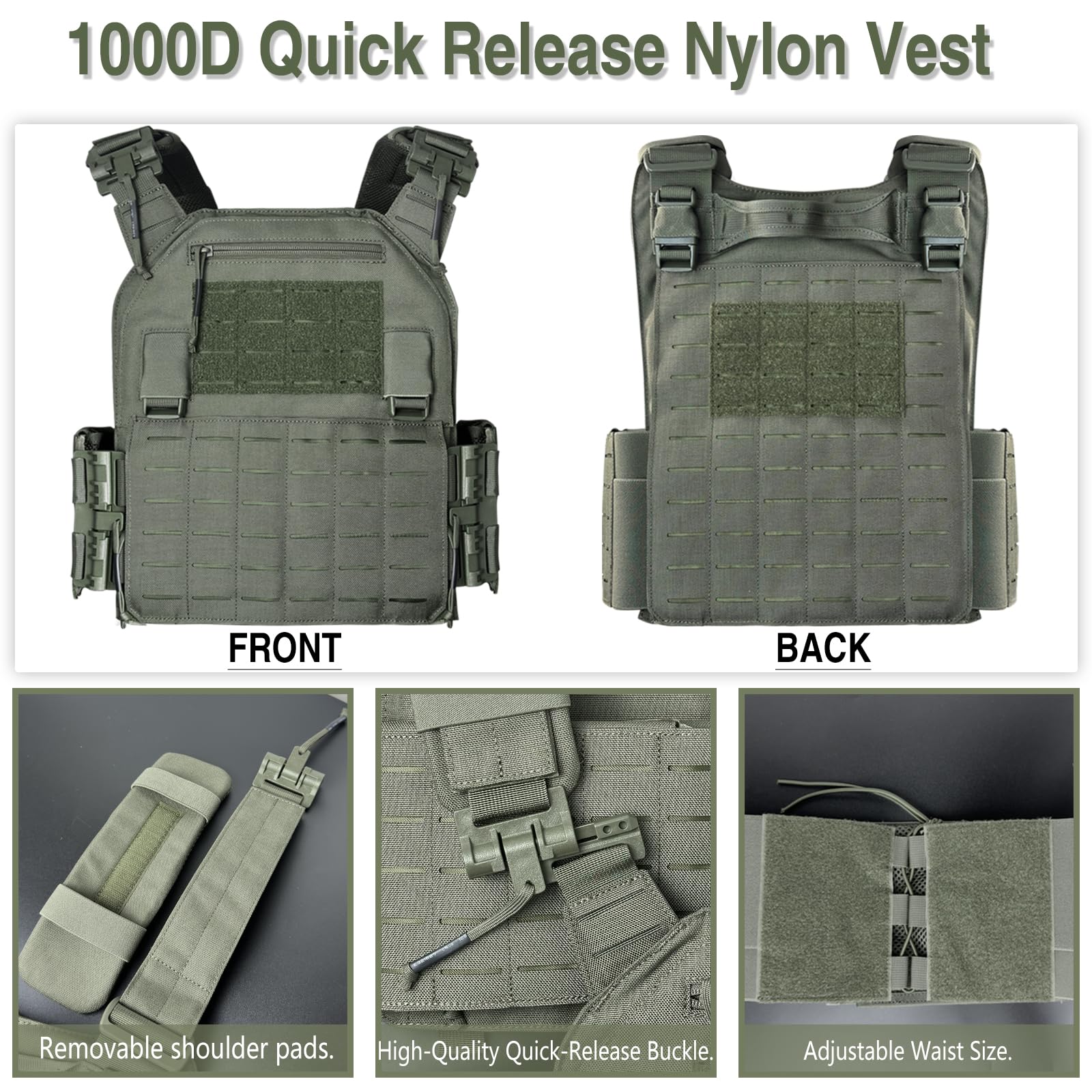 Support de Plaque Tactique Airsoft Upgrade Militaire JPC Lasercut Plate Carrier Airsoft Gilet de Protection Tactique en Nylon 1000D QRS MOLLE Compatible Avec Support de Plaque Robuste Pour Homme