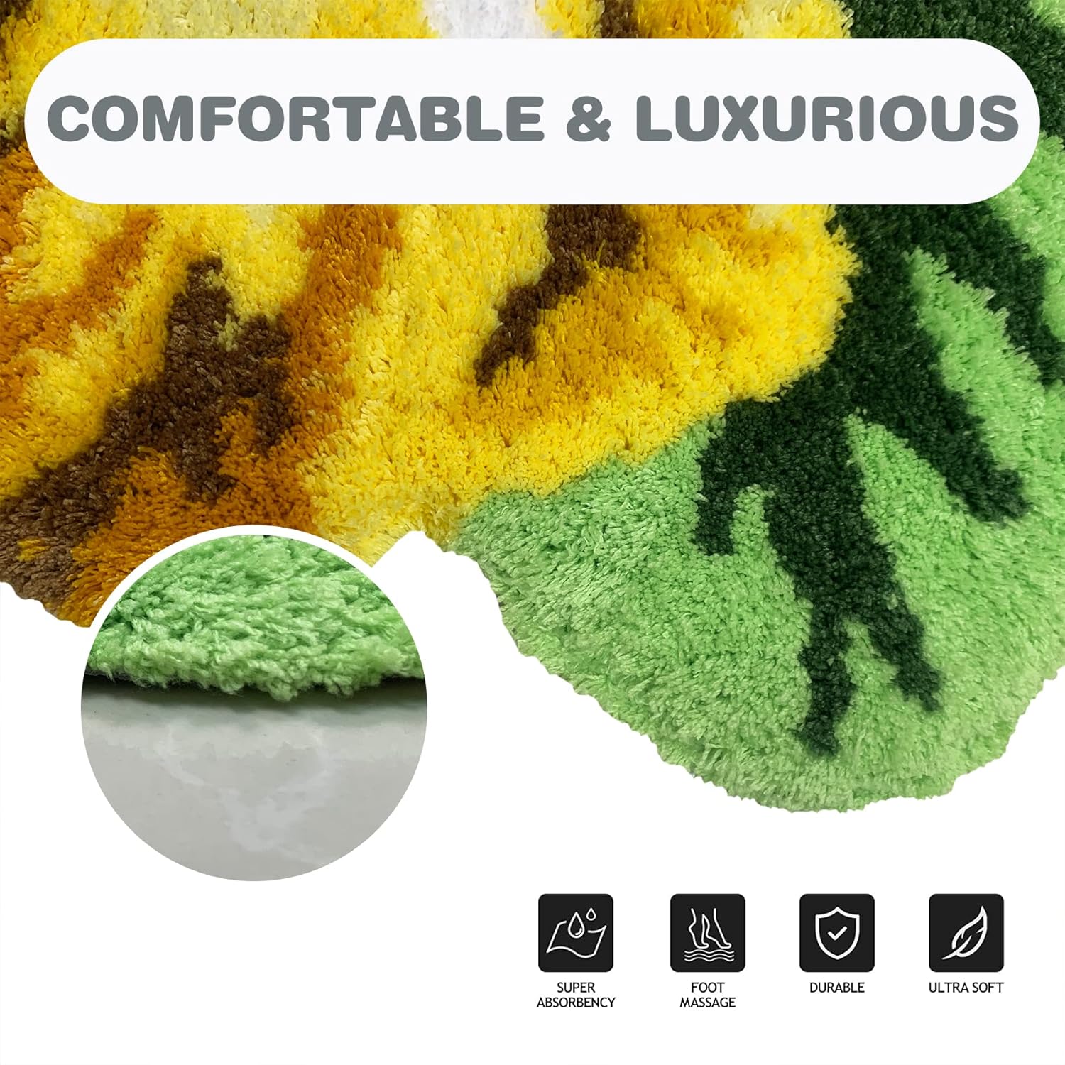 ABREEZE Handmade Rose Farmhouse Area Rugs Bedroom/Living Room/Bathroom/Kitchen Home Decor Carpet Washable Non-Slip Mat Indoor and Outdoor Welcome Rug Yellow