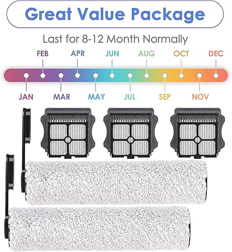 Miniatura 6 de (5 piezas) Rodillos de cepillo de repuesto y filtros HEPA compatibles con Tineco Floor ONE S5Floor One S5 Pro 2 Aspiradora inalámbrica en seco e