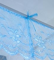 Vista 9 de Dosel de cama, mosquitera de princesa para niñas y adultos, con tres puertas, diseño de encaje rectangular (Azul bebé, King)