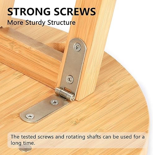 Miniatura 4 de Tirrinia Mesa de picnic portátil con 4 soportes para copas de vino, mesa funcional de bandeja de bambú plegable para fiestas, picnic, campamento,