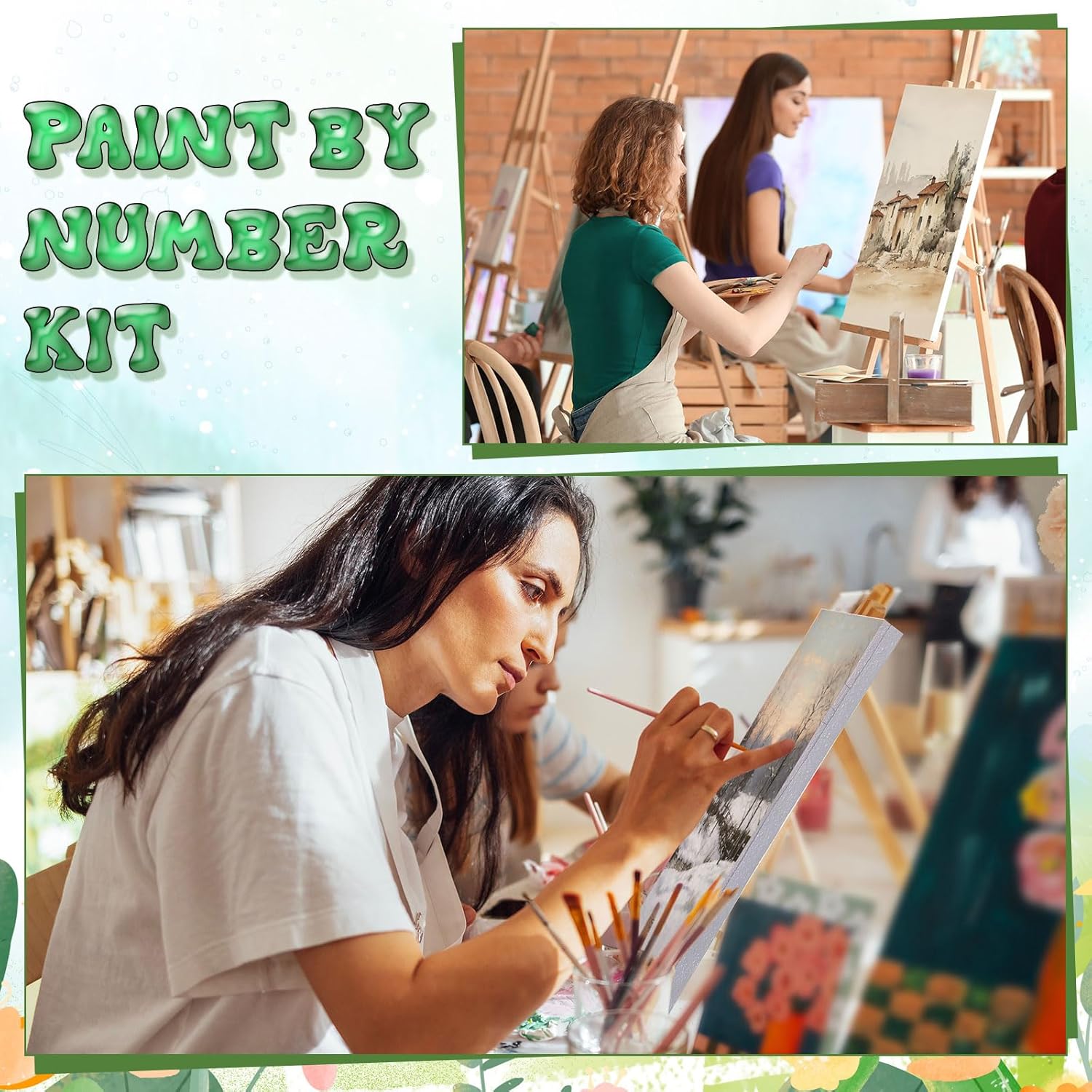 Nezyo 12 Sets Paint by Numbers 8 x 12 Inch for Adults Beginner with Wooden Frames Canvas DIY Acrylic Painting Kit Art Gift for Painting Party Sip and Paint Events for Home Decor(Vintage Countryside)