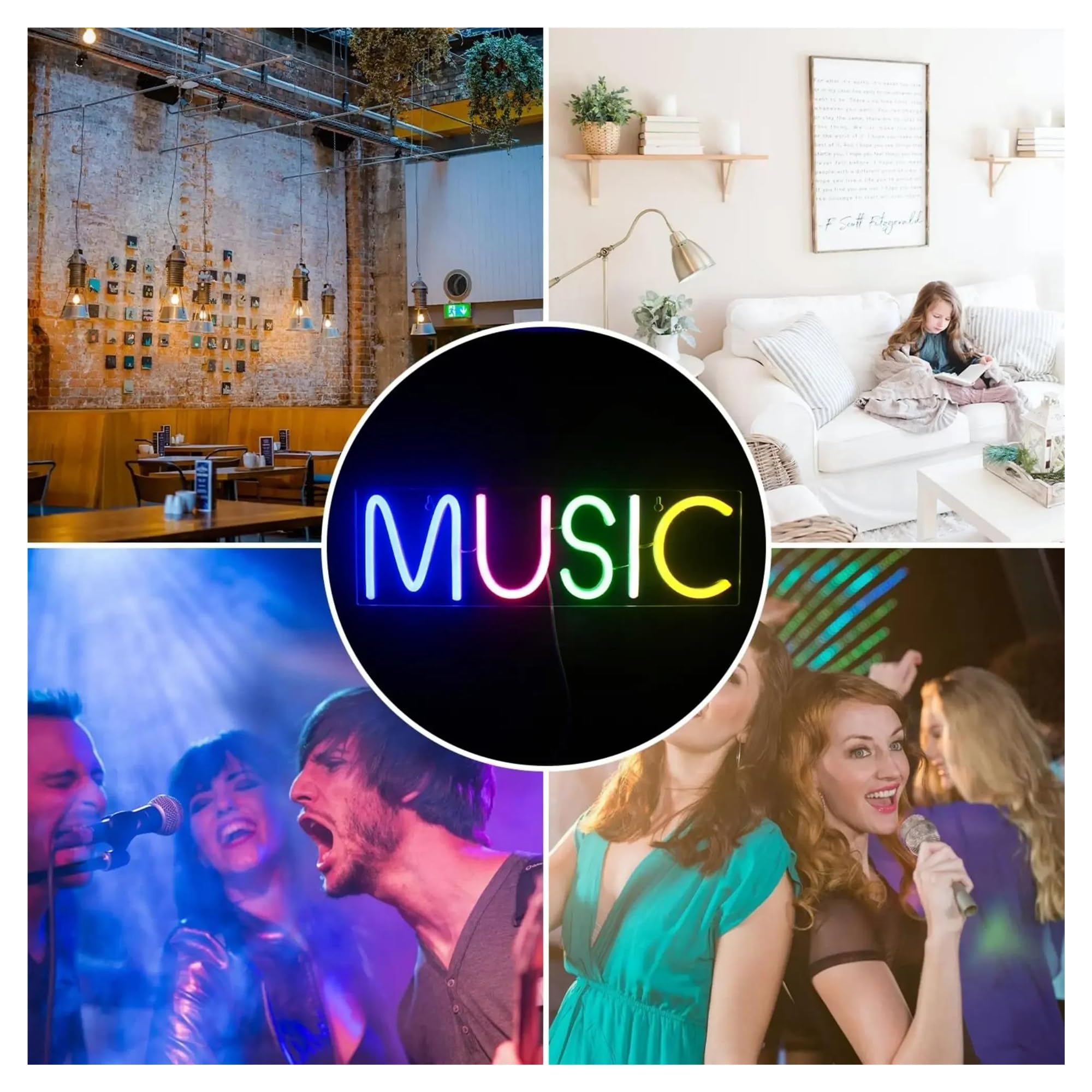 cartelli al neon personalizzati MUSIC Neon Signs Per Decorazioni Da Parete, Luce LED USB Per Musica Dal Vivo, Bar, Pub, Decorazioni Per La Stanza MUSIC Lover Dance 12cmx40cm