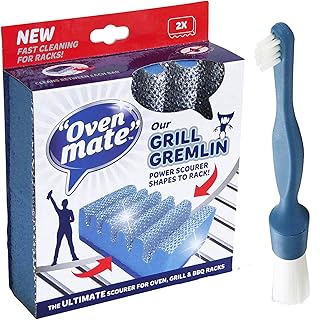 Oryginalny piekarnik Mate Grill Gremlin stojak gąbka do szorowania (opakowanie 2 szt.) + szczotka do czyszczenia