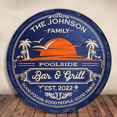 Miniatura 6 de V VIBEPY Letreros personalizados impresos para bar y parrilla en el patio trasero, letrero de Good Foods Good People Good Times de 8, 12 y 18