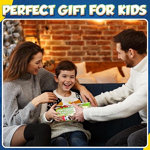 Miniatura 2 de Pelotas deportivas de 8.5 pulgadas para niños y niños pequeños, paquete de 4 pelotas inflables de goma multideporte, fútbol, baloncesto, pelota de