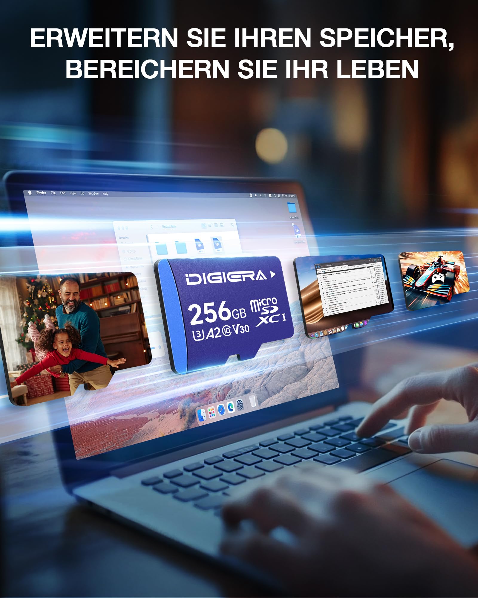 256 GB LT100 microSDXC UHS-I Speicherkarte mit Adapter - bis zu 170 MB/s, C10, U3, V30, Full HD, A2, Micro-SD-Karte für Smartphones, Tablets, Kameras, Spielekonsolen und Drohnen (1 Stück)