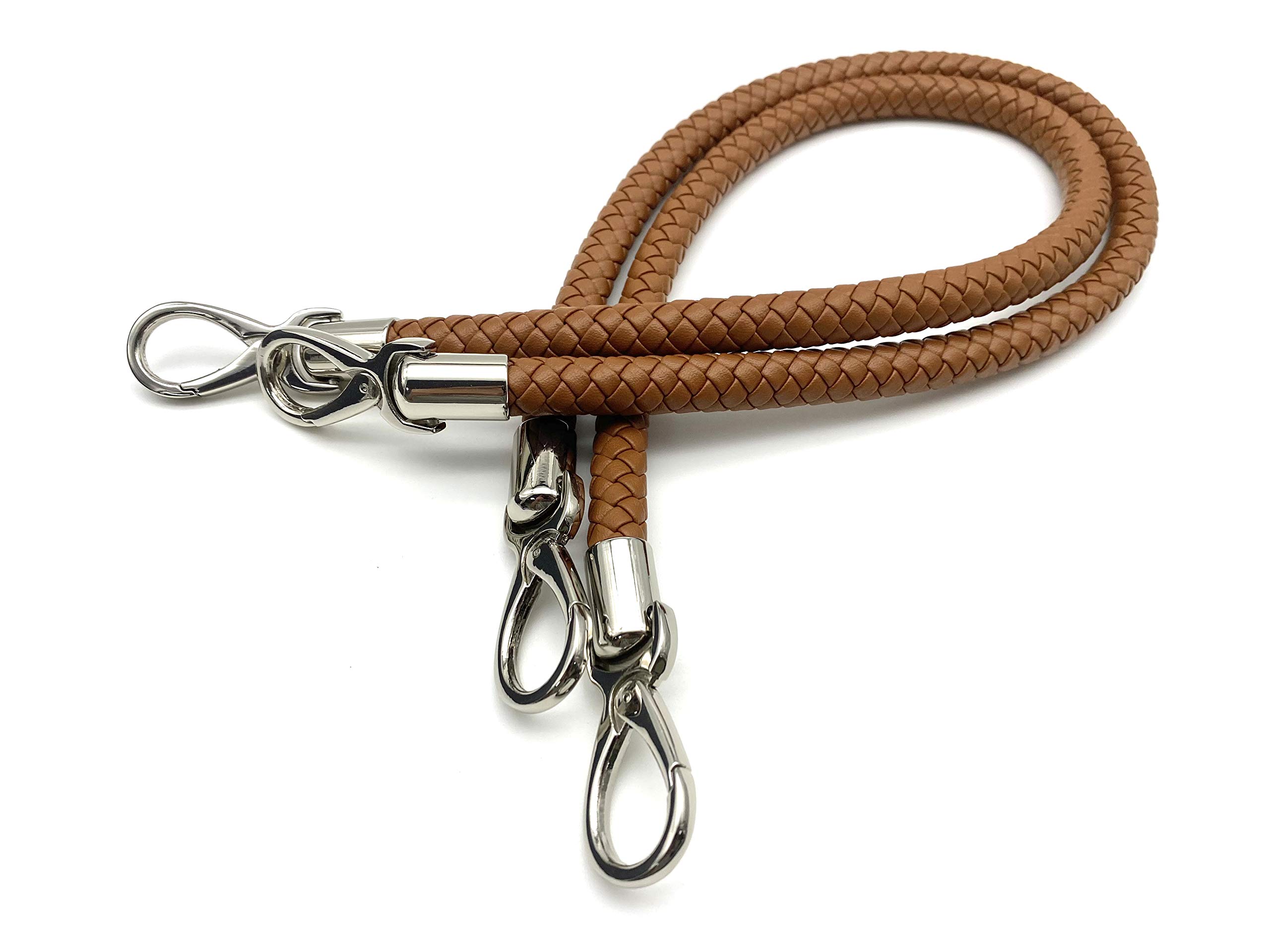 Lot de 2 poignées de sac à main en similicuir avec crochets Marron foncé mat 63,5 cm