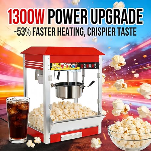 Miniatura 3 de 8 Oz Kettle Movie Theater Popcorn Machine, 1300W Nostalgia Popcorn Maker with Detachable Heating Pot and Stirrer, Countertop Popcorn Popper with