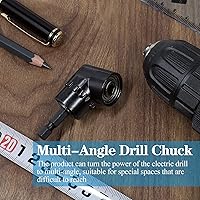 Vista 4 de Destornillador de ángulo recto de 105 grados, adaptador de accesorio de extensión de taladro con enchufe magnético hexagonal de 1/4 pulgadas