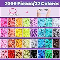Vista 3 de Bandas de goma para el cabello pequeñas de 32 colores con 16 herramientas de peinado, 2000 piezas de ligas elásticas para el cabello de niña bebé