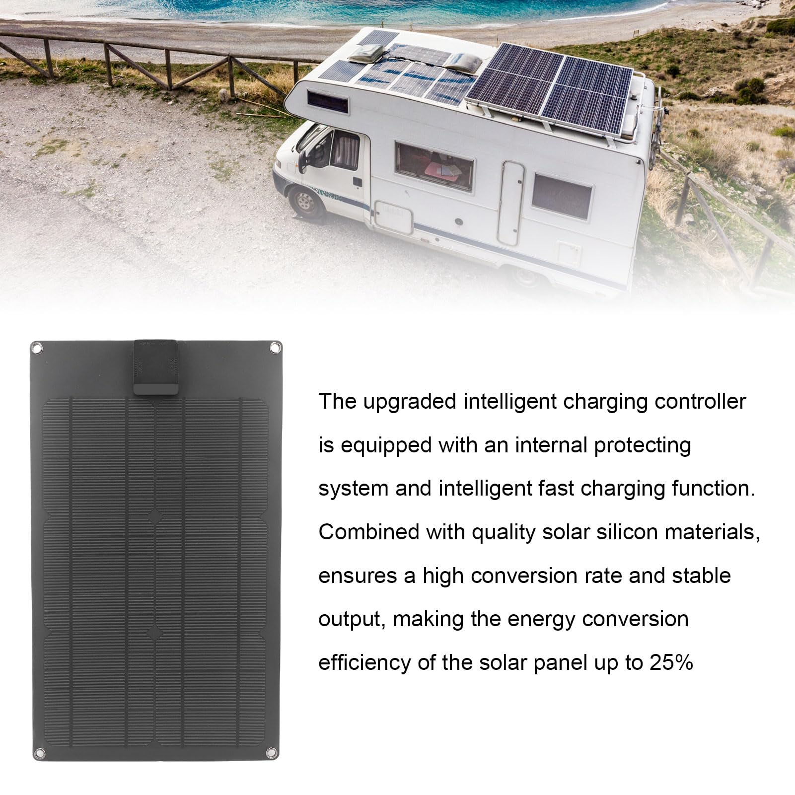 Fafeicy Manutentore del Caricabatteria Pannello Solare 30 W con Controller di Carica Intelligente Aggiornato per Batteria 12 V per Moto, Barca per Auto
