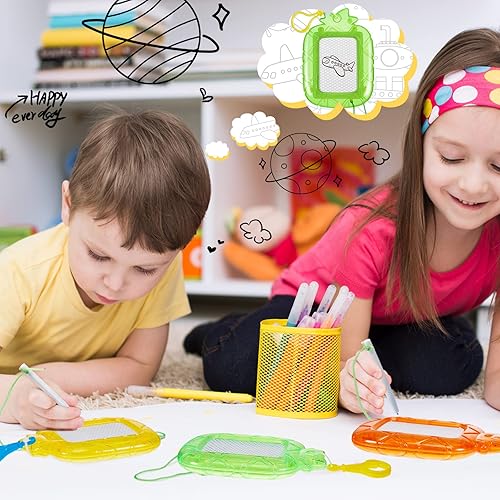Miniatura 5 de Outus 24 piezas de mini tableros magnéticos para dibujar, tablero doodle para niños, clip para llavero de mochila, tablero de dibujo borrable, bloc